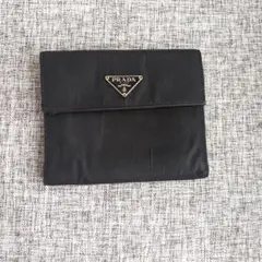 PRADA プラダ ナイロン サフィアーノレザー 2つ折り財布 三角ロゴ　黒