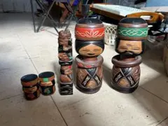 伝統的な木製こけし人形セット 5体