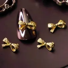 ハンドメイド ネイルパーツ 金 ]4 メタル デコ リボン フリル ハート