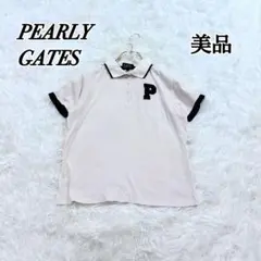 美品✨パーリーゲイツ ポロシャツ 半袖 刺繍 バイカラー 日本製 ゴルフ 上品