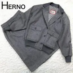 HERNO カシミヤ ジャケット スカート セットアップ グレー レディース L