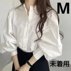 andme 前後2way ボリューム袖 シャツ ブラウス M ホワイト