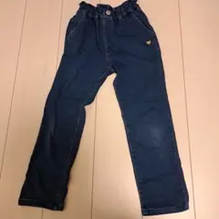 デニム ハート型ポケット起毛 ロングパンツ