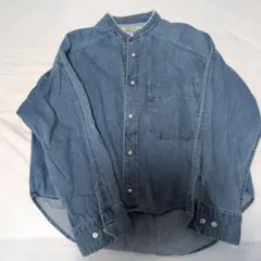 BLANC 　ブランバスクデニムスタンドカラーシャツ 　パールボタン　38