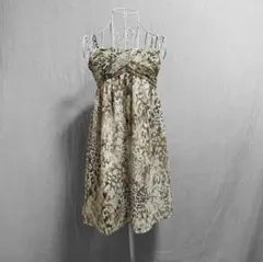 費爾格蘭奇 辣妹 平成 雪紡 豹紋 吊帶連衣裙 棕色