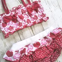 女の子 水着 セパレート サイズ 90 キッズ 子供 フリル ハート リボン