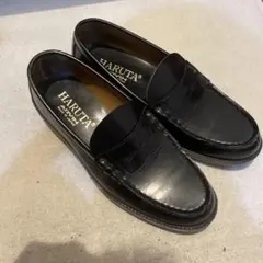 HARUTA ブラックレザー ローファー