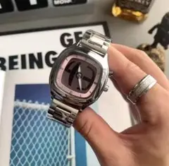 [新品未開封][ケルシウムウォッチ]ステンレススチールシルバーピンク腕時計