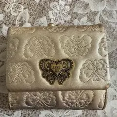 ANNA SUI アナスイ　3つ折り財布　蝶々　ゴールド　金　アンティーク