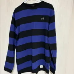 Tommy 黒と青のストライプニット Lサイズのサムネイル
