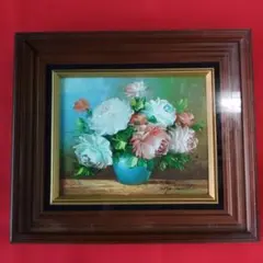 油絵 花の絵 額縁付き 渡辺やすし作 インテリア 絵画 - メルカリ