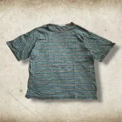 イヴサンローラン ボーダー Tシャツ カットソー 福助製 グレー ターコイズのサムネイル