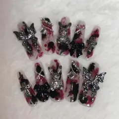 ネイルチップ 地雷系 サブカル ゴテゴテ ネイルチップ ハンドメイド