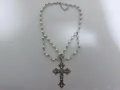 クロスネックレス　十字架　パール