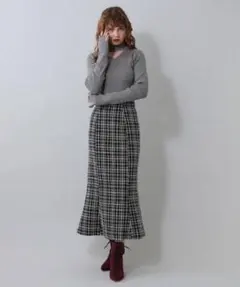 デイシー　ツイード　チェック　ロングスカート　マーメイド