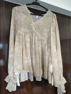 Ungrid 花柄 イエロー透け感 長袖ブラウス　春