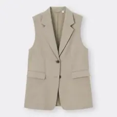 GU ジレ ベスト ベージュ　オーバーサイズテーラードベスト