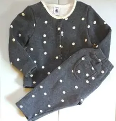 プチバトー　カーディガン　パンツ　セット　ドット