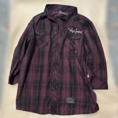 長袖シャツ L 黒赤チェック