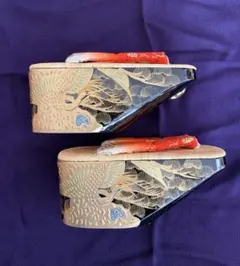 ぽっくり下駄 七五三 金色鶴