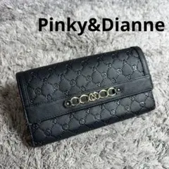 Pinky&Dianne 長財布 フラップ式 L字ファスナー レザー ブラック