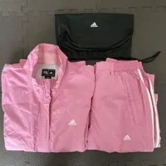 adidas レディース レインウェア ゴルフウェアM ピンク 収納袋付き