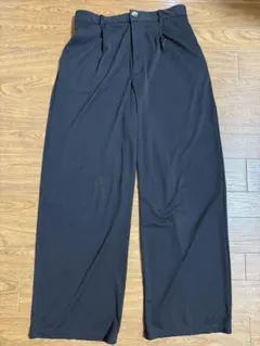 GU ブラック ワイドパンツ　カットソーストレートパンツ　332456