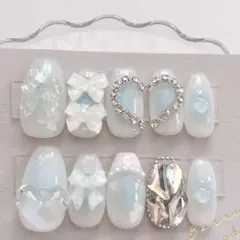 オーダー◇ネイルチップ チェーンハート チーク 埋めつくし量産型フレンチガーリー