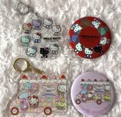 サンリオ　キティ50th　カフェワゴン　アクキー　缶バッジのサムネイル