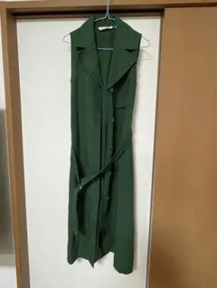 UNIQLO×JW ANDERSONリネンブレンドラペルワンピースS グリーンのサムネイル