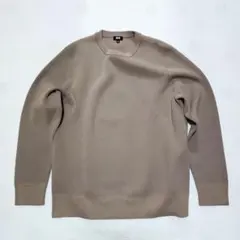 ユニクロウォッシャブルミラノリブクルーネックセーター　32ベージュ(モカに近い)