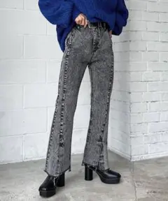 PAGEBOY デニムフレアパンツ ブラック ハイウエスト レディース ジーンズ