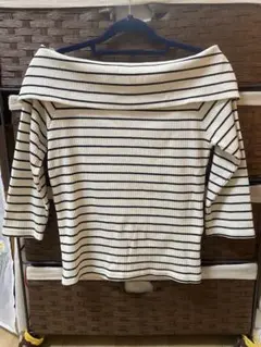 INGNI オフショルダー ボーダーニットトップス