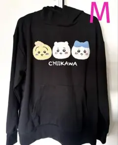 CHIIKAWA‪ෆ‪.*ちいかわ ハチワレうさぎ 刺繍 パーカー 黒 M