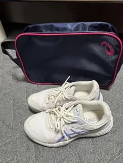 軟式テニスシューズASICS 収納バッグ付き