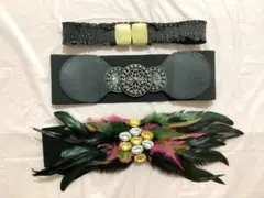 レディース ゴム　ベルト 3点　セット　黒　美品