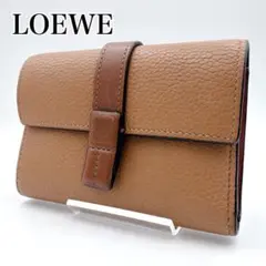 【美品】LOEWE 三つ折り財布 バーティカルウォレット アナグラム ベージュのサムネイル