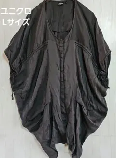 ユニクロ 黒 Lサイズ チュニック 光沢 テンセル　ゆったり感のサムネイル