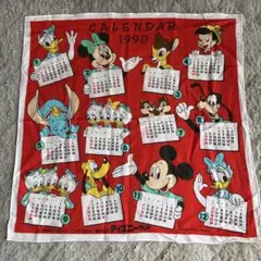 激レア　昭和物　講談社ディズニーランド　1990カレンダーハンカチ