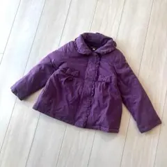 BeBe フリルリボン 中綿コート 120 パープル 女の子 アウター