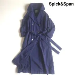 Spick&Span トレンチコート シェルボタン 紺 綿 麻/リネン 38