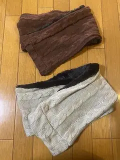 スヌード　マフラー　ブラウン&グレー　2点セット