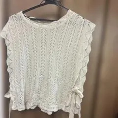 Raf Raf アイボリー レース編みニットベスト