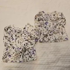 花柄フリル付き長袖カットソー 2枚セット 90cm 紫 双子