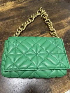 ショルダーバッグ ZARA グリーン チェーンショルダーバッグ 緑 キルティング