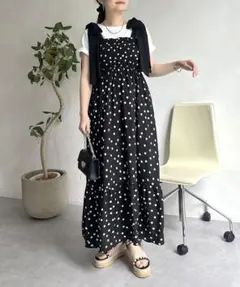 ☆ prose verse 肩リボンシャーリング ドットティアード ワンピースのサムネイル