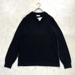 美品 トワロニエ ポロニット オーバーサイズ プルオーバー 黒 サイドライン入りのサムネイル