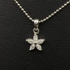 579遺品整理品 ネックレス ダイヤ系 ジルコニア？ ガラス？ 花 