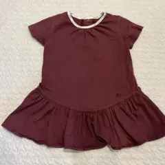 ワインレッド フリル付きワンピース