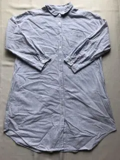 1-2 サマンサモスモス ストライプシャツワンピース ホワイト ライトブルー